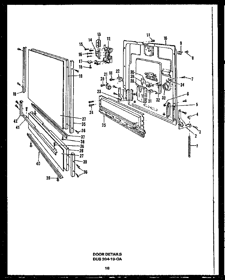 DOOR DETAILS Diagram and Parts List for DUS20419-OA  Amana Dishwasher