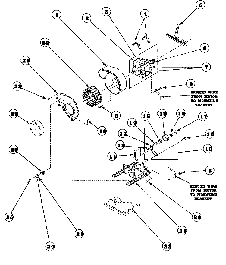 MOTOR, EXHAUST FAN AND BELT Diagram and Parts List for LG4209W2 PLG4209W2 Amana Dryer