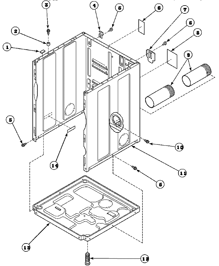 CABINET, EXHAUST DUCT AND BASE Diagram and Parts List for LG4209W2 PLG4209W2 Amana Dryer