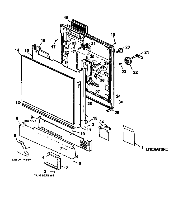 DOOR Diagram and Parts List for CDU600CB P1188317W Amana Dishwasher