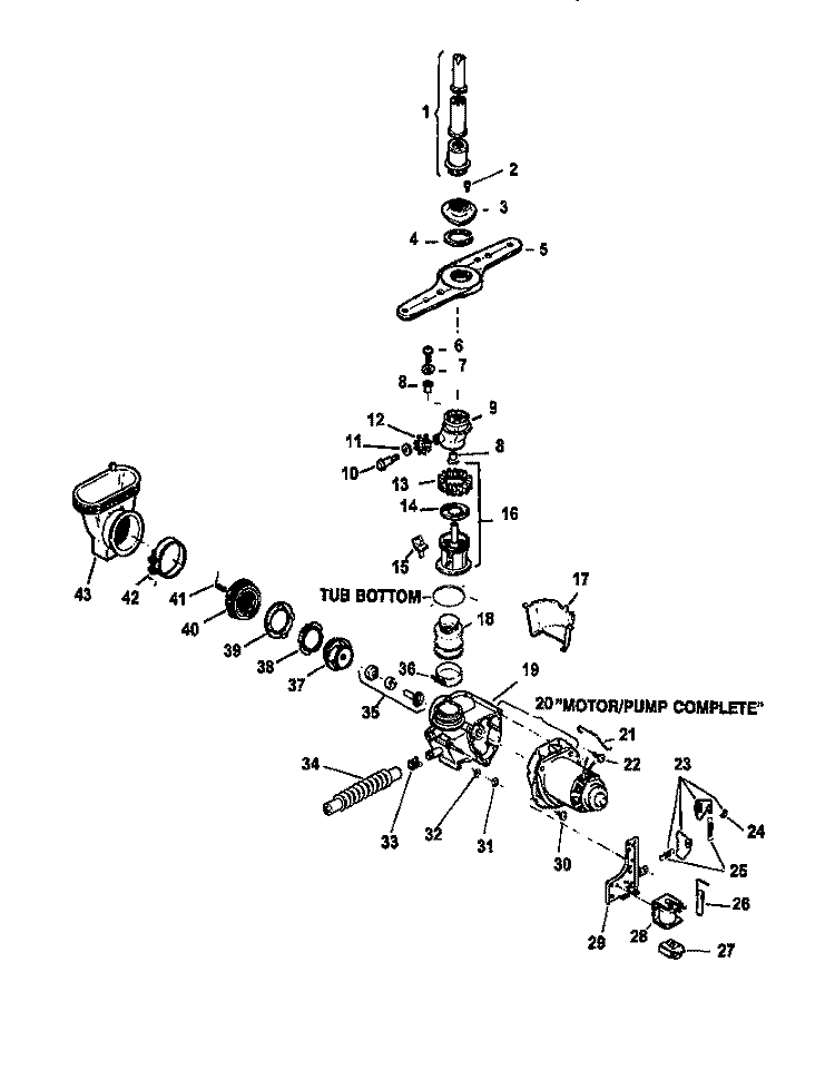 MOTOR / PUMP Diagram and Parts List for CDU600CB P1188317W Amana Dishwasher