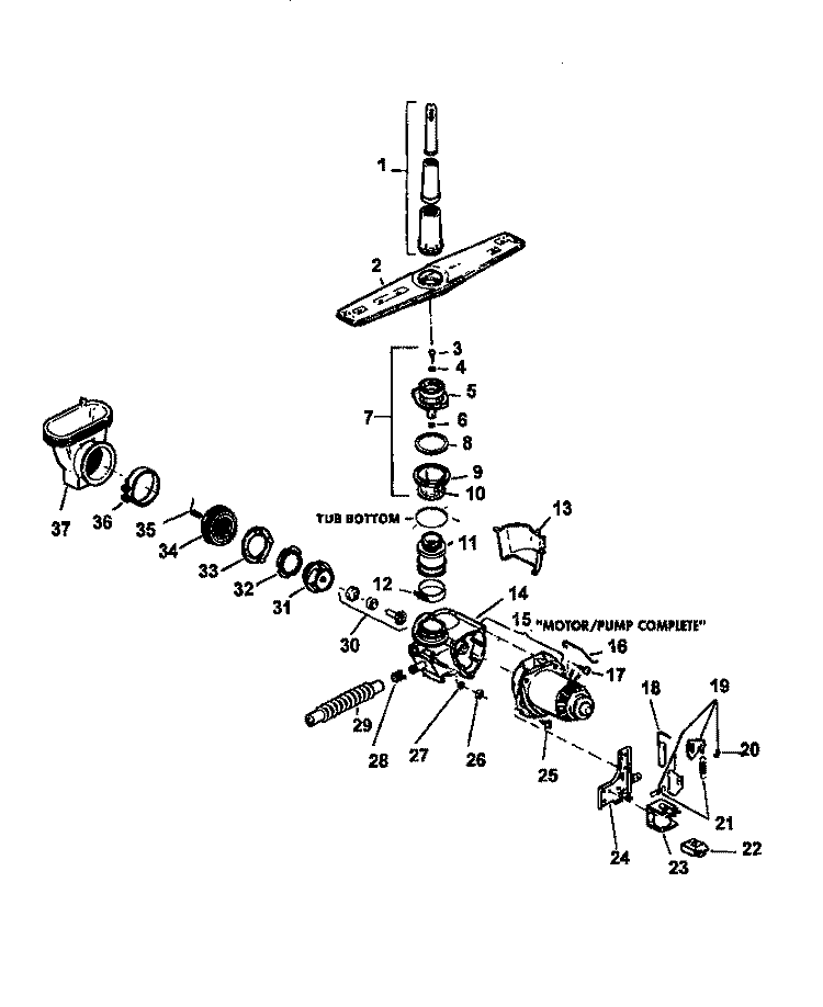 MOTOR / PUMP Diagram and Parts List for CDU600CB P1188317W Amana Dishwasher