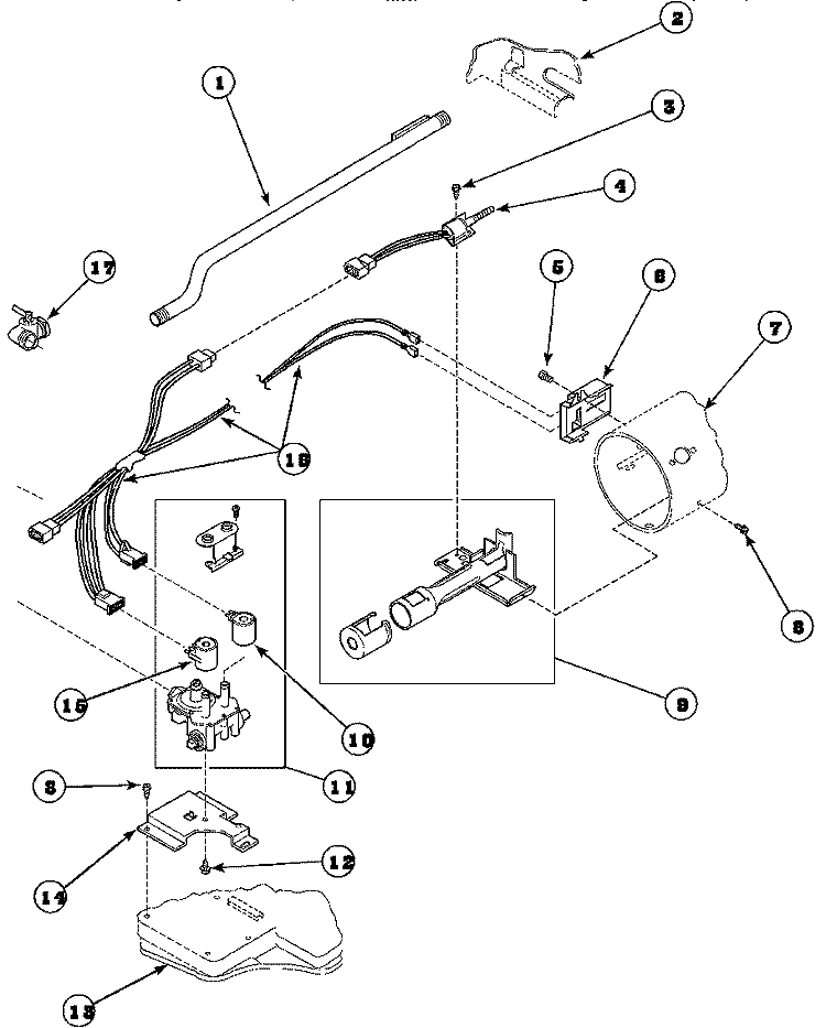 GAS VALVE, IGNITER & GAS CONVERSION KITS Diagram and Parts List for LG8163LM PLG8163LM Amana Dryer