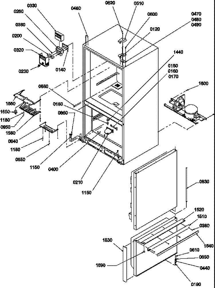 CONTROLS / SHIELDS / HINGES / TRIM Diagram and Parts List for BRF20TLW P1199201W L Amana Refrigerator