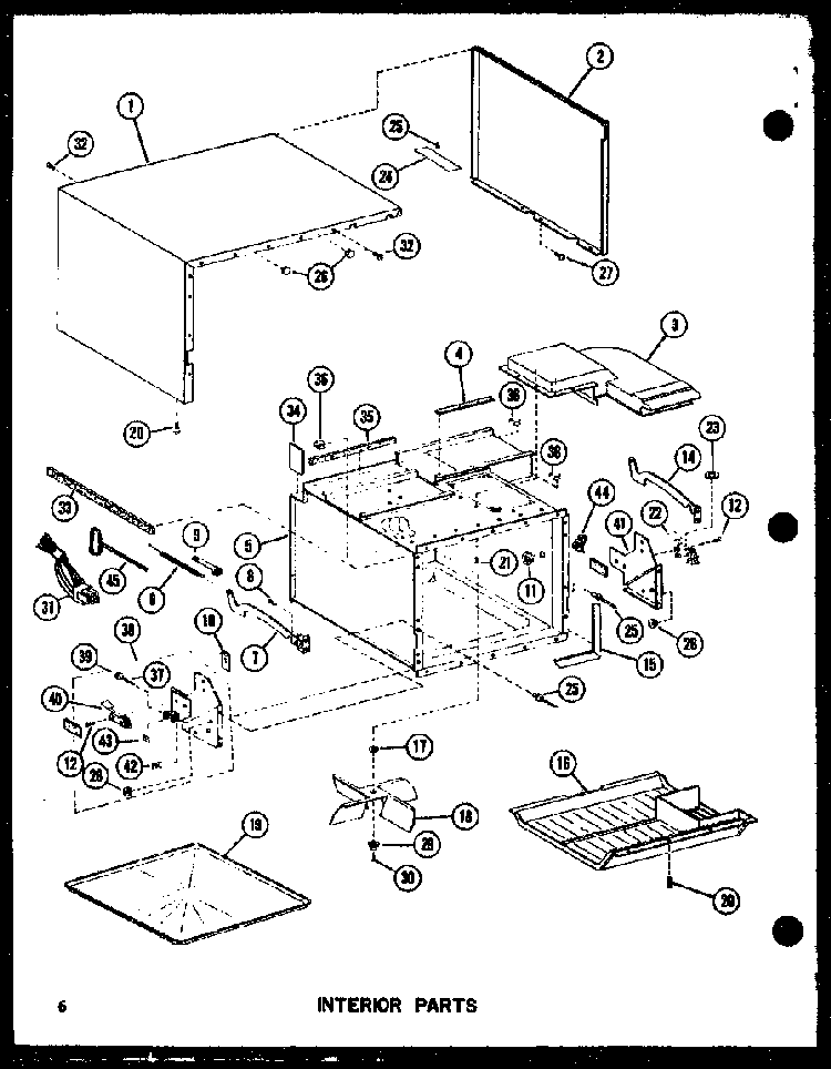 Interior Parts Diagram and Parts List for RR-10 P73071-3M Amana Microwave