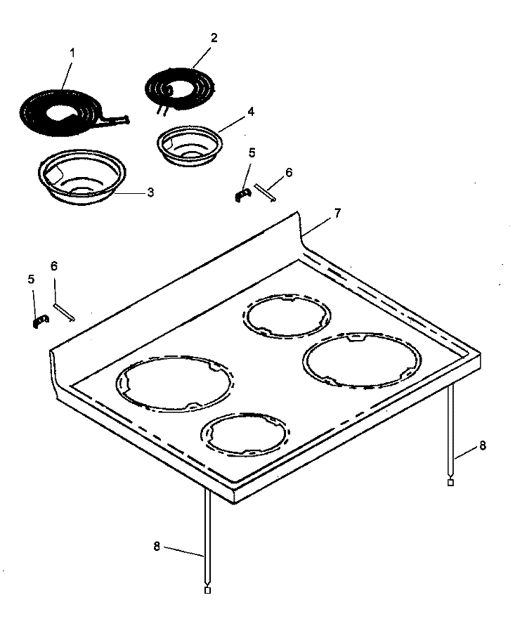 MAIN TOP ASSY Diagram and Parts List for ARC700WW P1142698NWW Amana Range