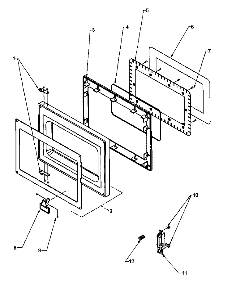 DOOR ASSY Diagram and Parts List for DE3100I P4020004701 Amana Microwave
