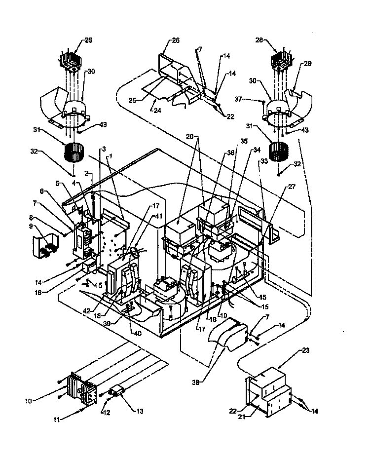 INTERIOR ELEC COMPONENTS & MTG PARTS Diagram and Parts List for U1600S P4020008202 Menumaster Microwave