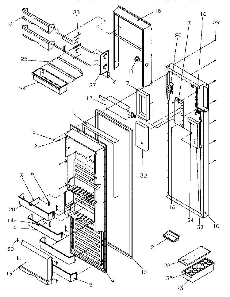 Refrigerator Door Diagram and Parts List for SRDE27S3W-P1190601WW  Amana Refrigerator