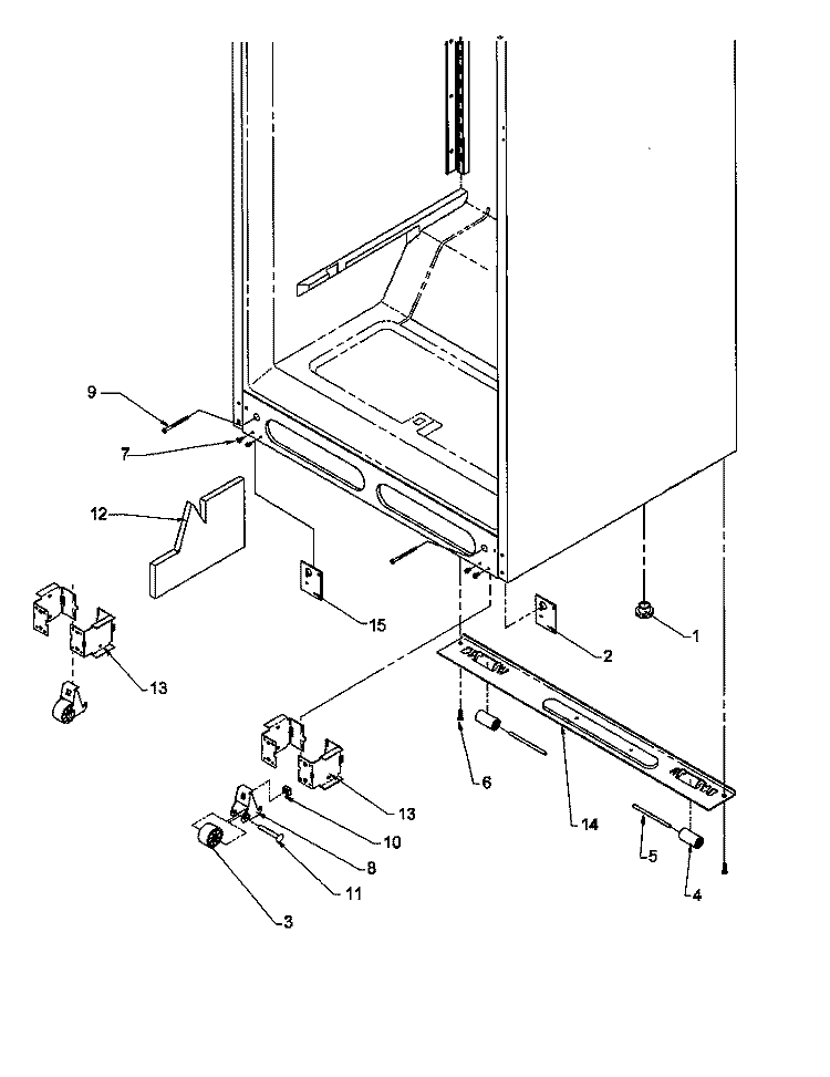 CABINET BOTTOM Diagram and Parts List for THI21S3L P1194704W L Amana Refrigerator