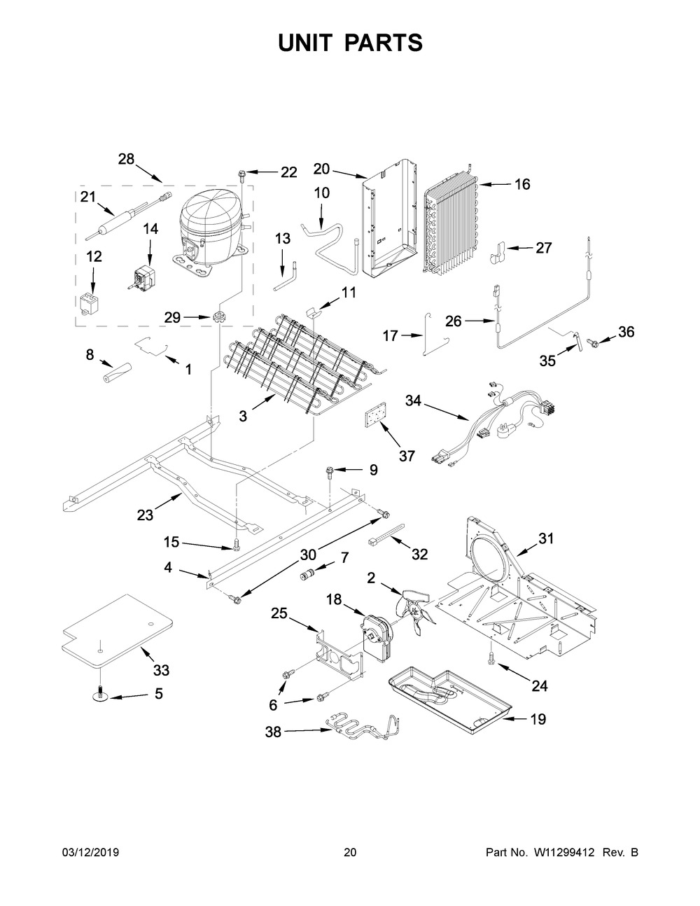 Unit Parts Diagram and Parts List for ASI2575GRB01  Maytag Refrigerator