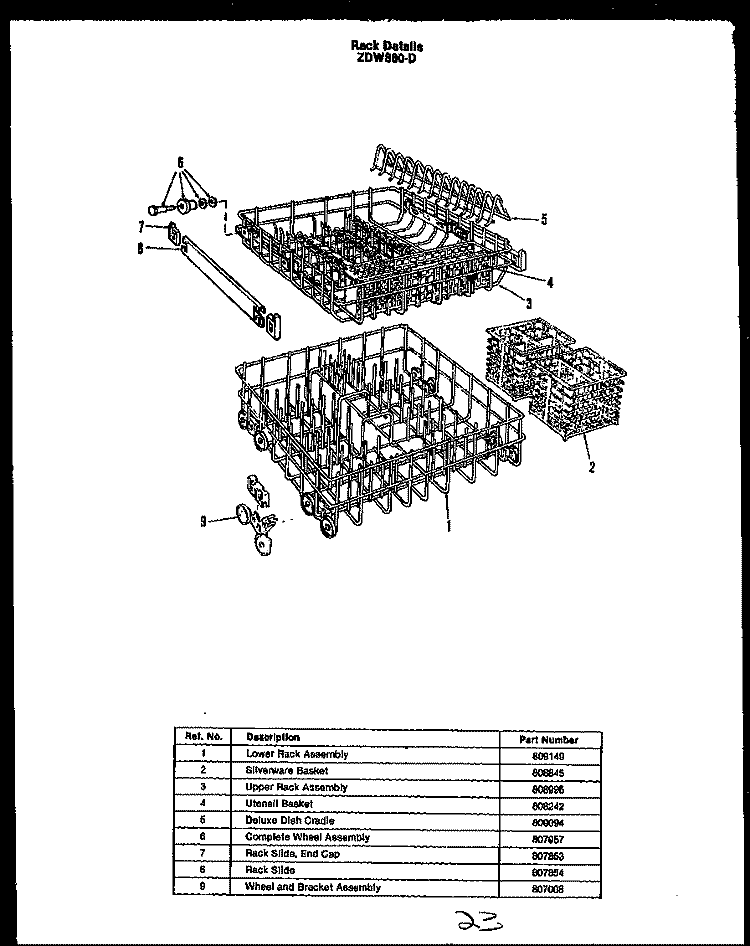 RACK DETAILS Diagram and Parts List for ZDW-880-D  Amana Dishwasher