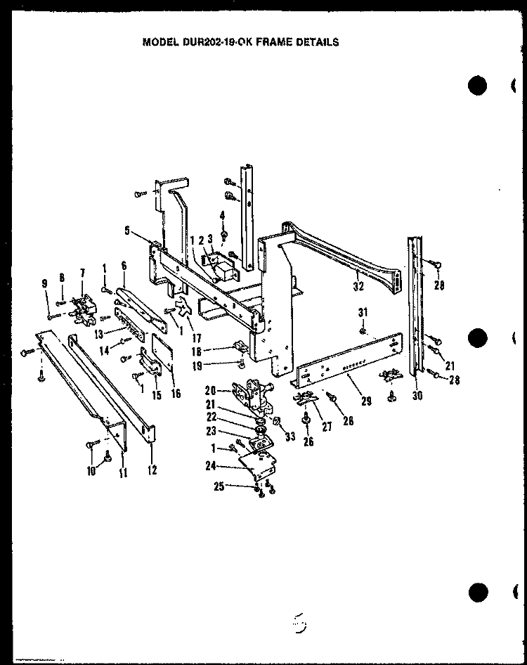 FRAME DETAILS Diagram and Parts List for DUR20219OK  Amana Dishwasher
