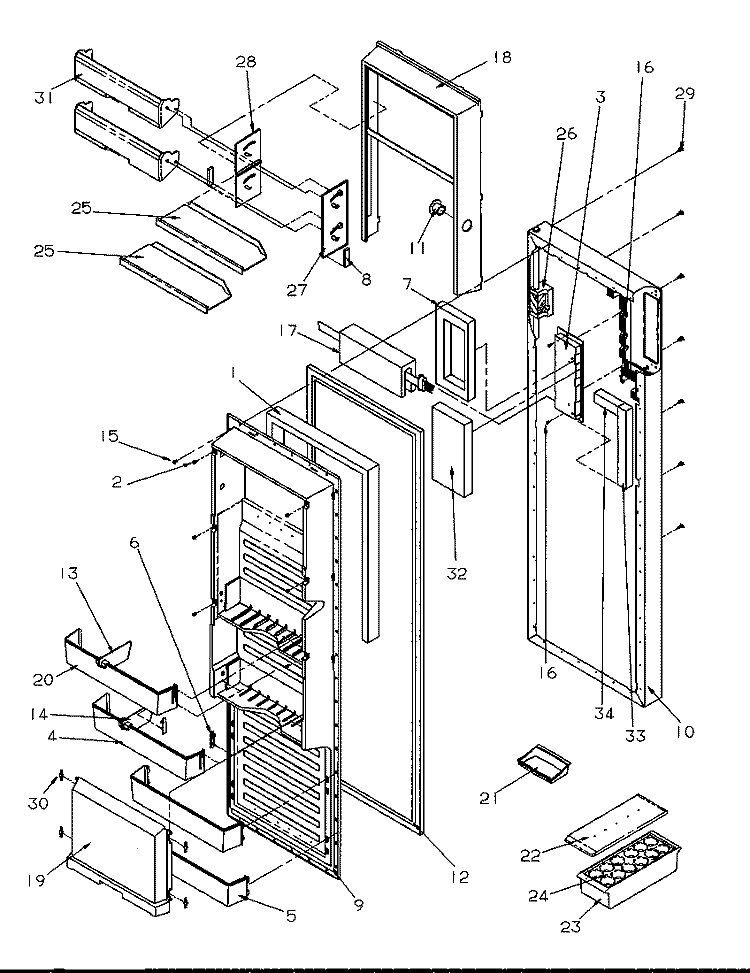 REF DOOR Diagram and Parts List for SRDE327S3L P1184903W Amana Refrigerator