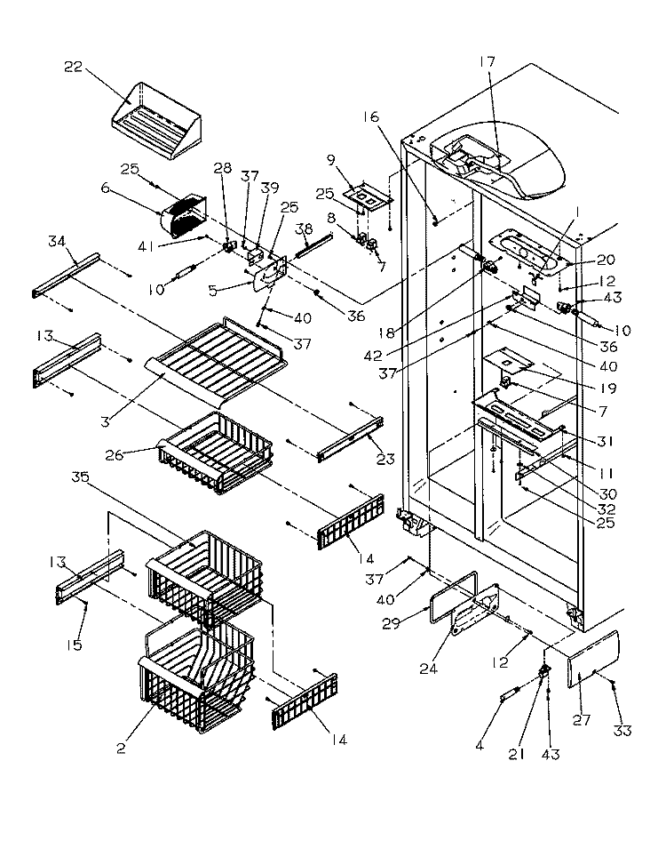 FZ SHELVING AND REF LIGHT Diagram and Parts List for SRDE327S3L P1184903W Amana Refrigerator