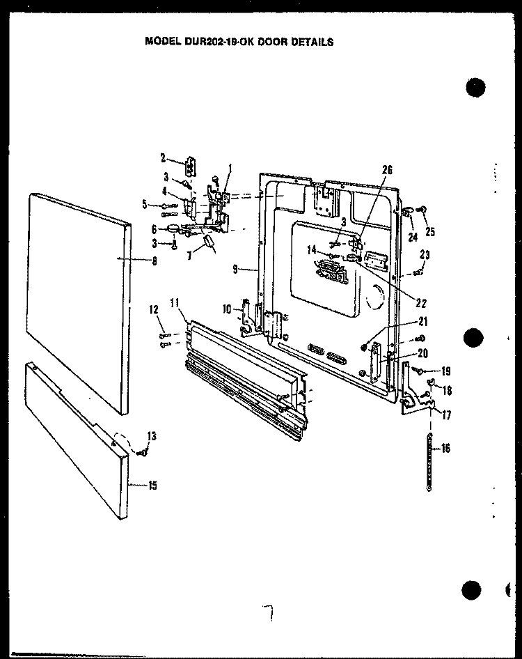 DOOR DETAILS Diagram and Parts List for DUR20219OK  Amana Dishwasher