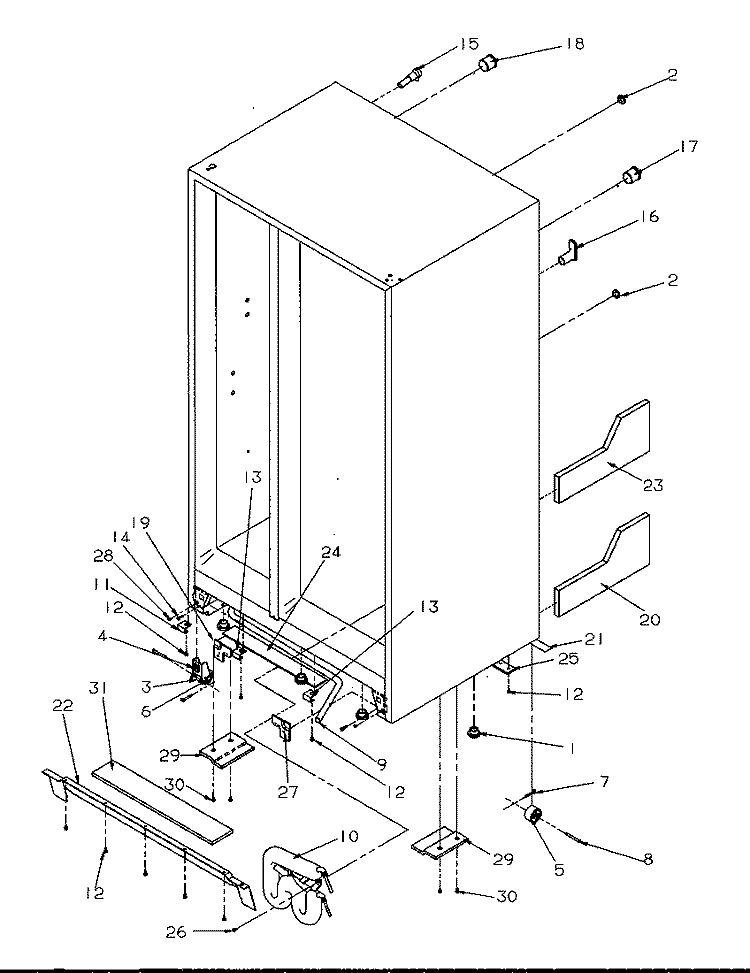 DRAIN AND ROLLERS Diagram and Parts List for SRDE327S3L P1184903W Amana Refrigerator