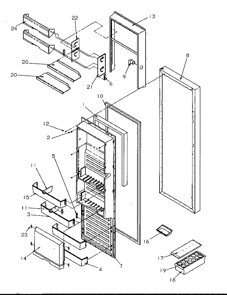 REF DOOR Diagram and Parts List for SRD325S5W P1199401W W Amana Refrigerator