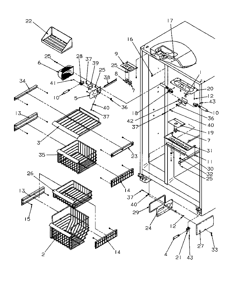 FZ SHELVING AND REF LIGHT Diagram and Parts List for SRD325S5W P1199401W W Amana Refrigerator