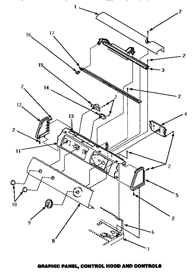 Graphic Panel, Control Hood & Controls Diagram and Parts List for LEM847W P1176709WW Amana Dryer