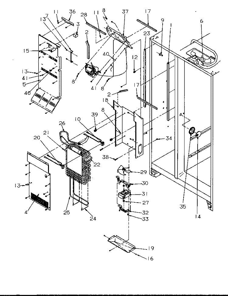 EVAP AND AIR HANDLING Diagram and Parts List for SRD325S5W P1199401W W Amana Refrigerator