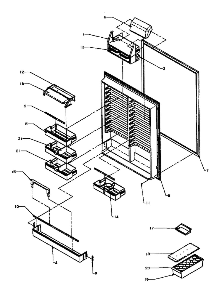 Refrigerator Inner Door Diagram and Parts List for BX22A2W-P1161606WW  Amana Refrigerator
