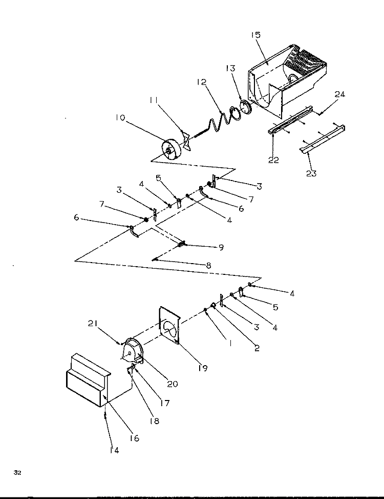 CRUSHED ICE BUCKET Diagram and Parts List for SRD325S5W P1199401W W Amana Refrigerator