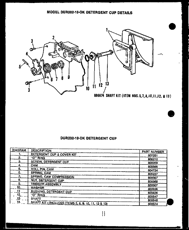 DETERGENT CUP DETAILS Diagram and Parts List for DUR20219OK  Amana Dishwasher