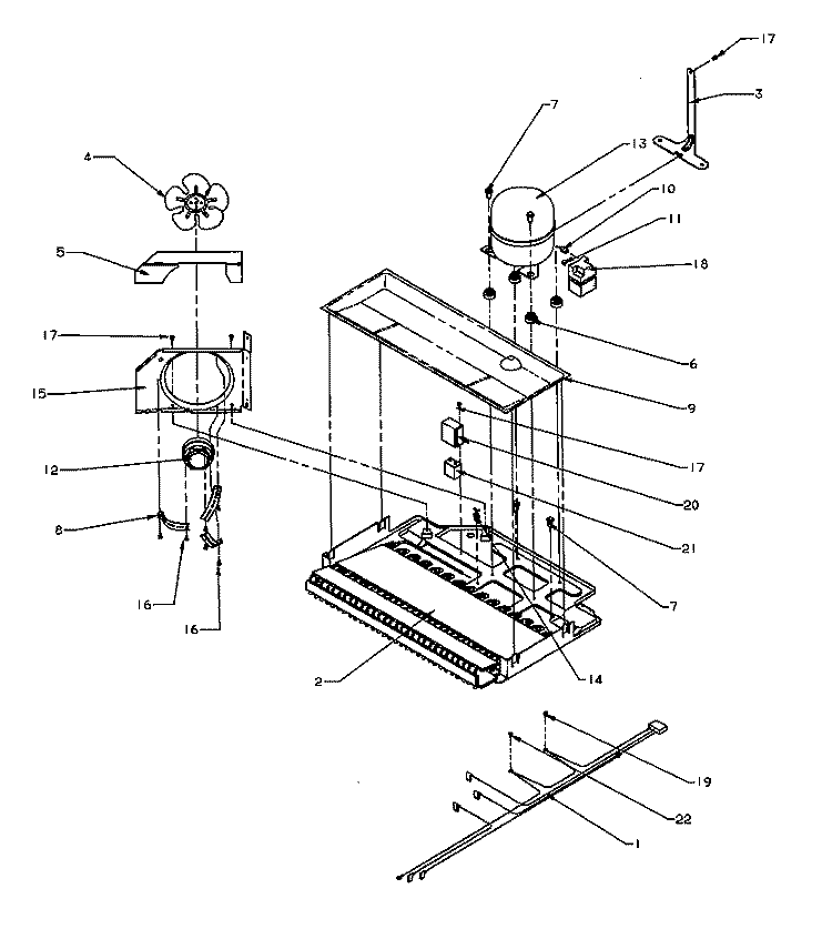 COMPRESSOR COMPARTMENT Diagram and Parts List for TR25S5 P1196401W L Amana Refrigerator
