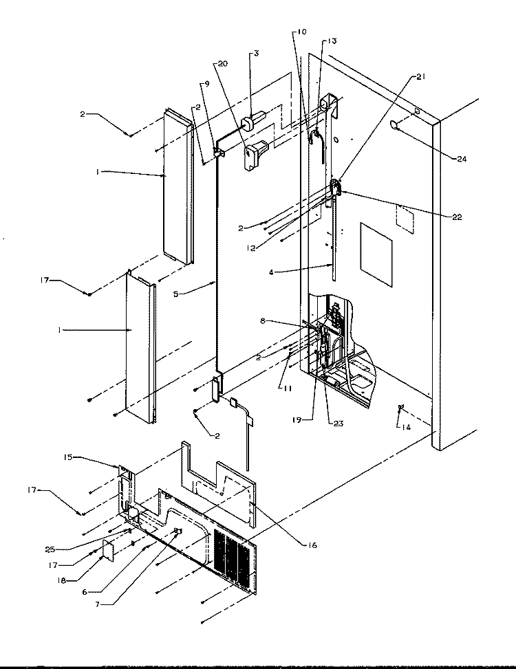 CABINET BACK Diagram and Parts List for TR25S5 P1196401W L Amana Refrigerator