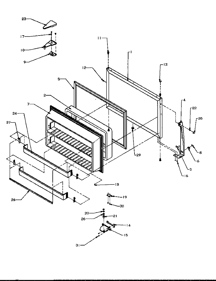 FZ DOOR Diagram and Parts List for TSI18A5 P1188201W Amana Refrigerator
