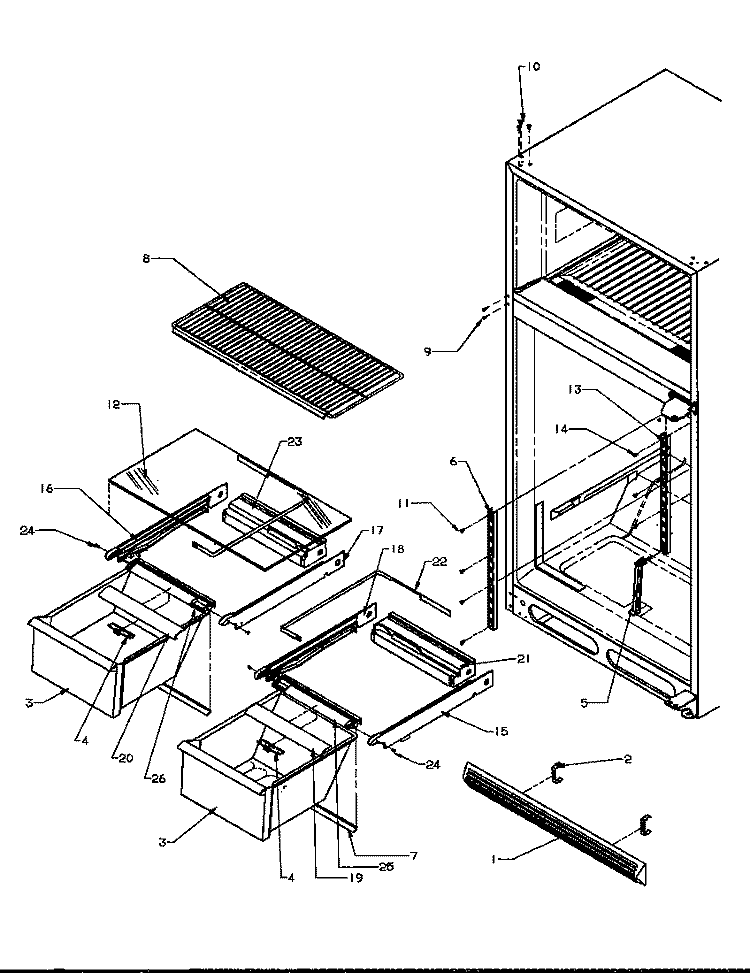 CABINET SHELVING Diagram and Parts List for TSI18A5 P1188201W Amana Refrigerator