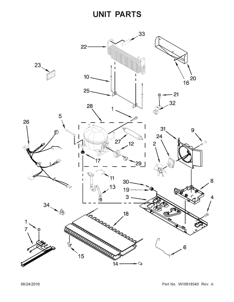 Unit Parts Diagram and Parts List for MBF2258FEW00  Maytag Refrigerator