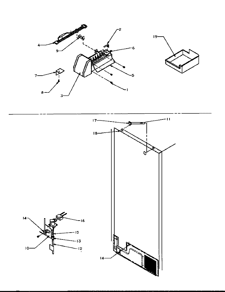 CONTROL ASSY Diagram and Parts List for TSI18A5 P1188201W Amana Refrigerator