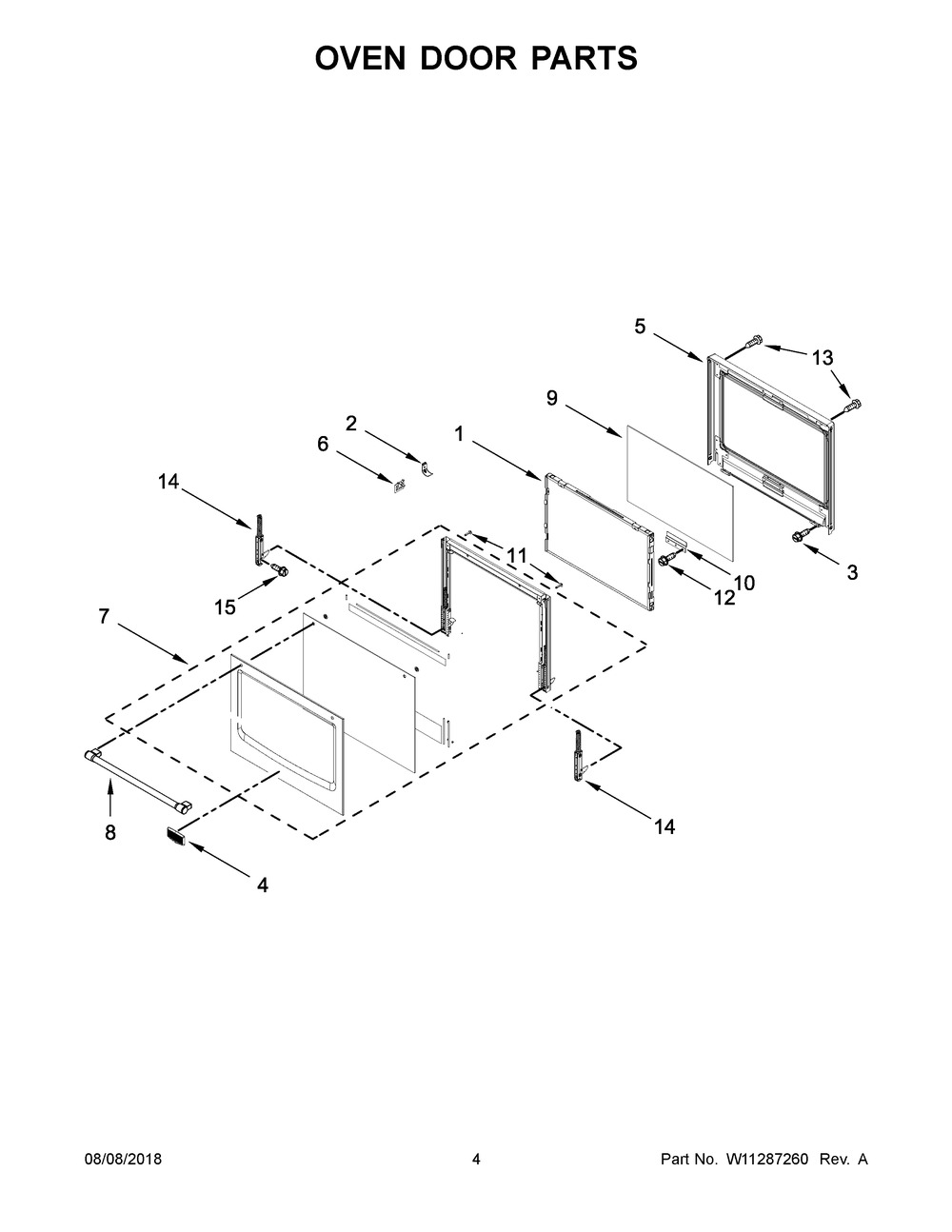 Oven Door Parts Diagram and Parts List for MEW9527FZ03  Maytag Wall Oven