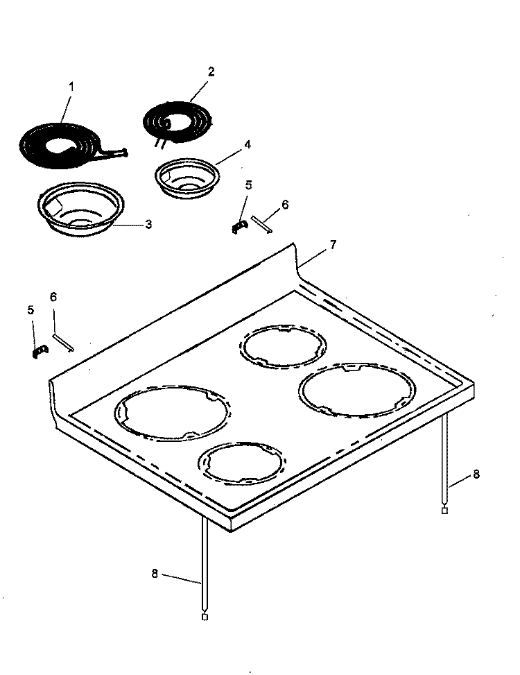 MAIN TOP ASSY Diagram and Parts List for ARR630LL P1143403NLL Amana Range