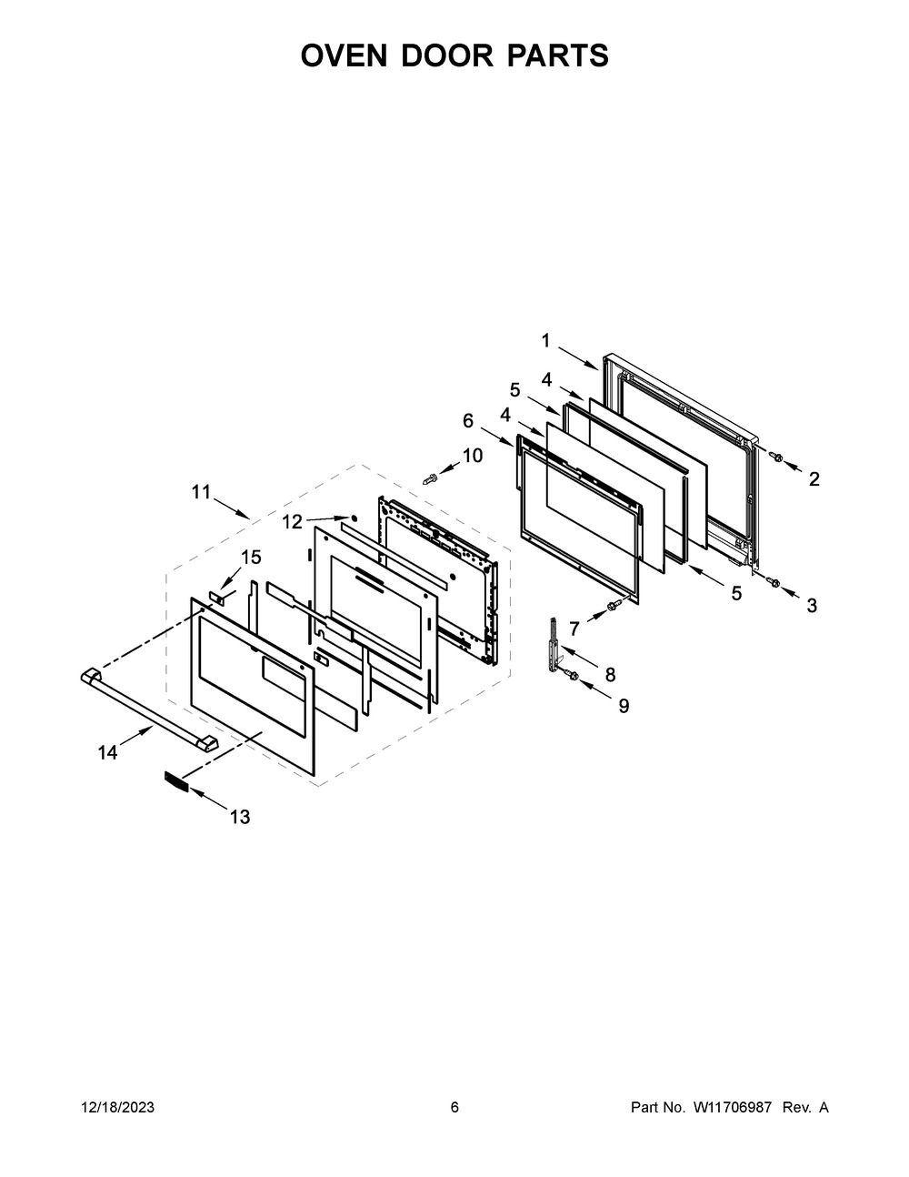 Oven Door Parts Diagram and Parts List for MOES6030LZ01  Maytag Wall Oven