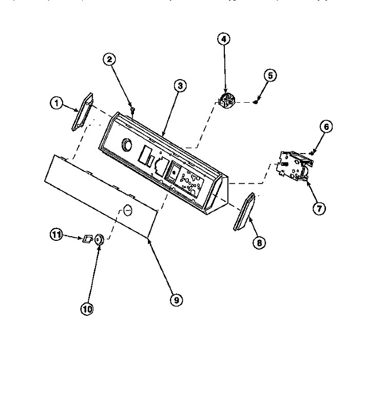 GRAPHIC PANEL, CONTROL HOOD AND CONTROLS Diagram and Parts List for AWM270W2 PAWM270W2 Amana Washer