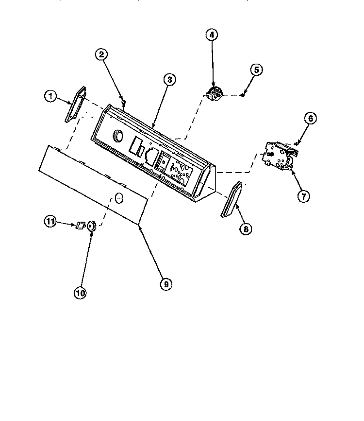 GRAPHIC PANEL, CONTROL HOOD AND CONTROLS Diagram and Parts List for AWM270W2 PAWM270W2 Amana Washer