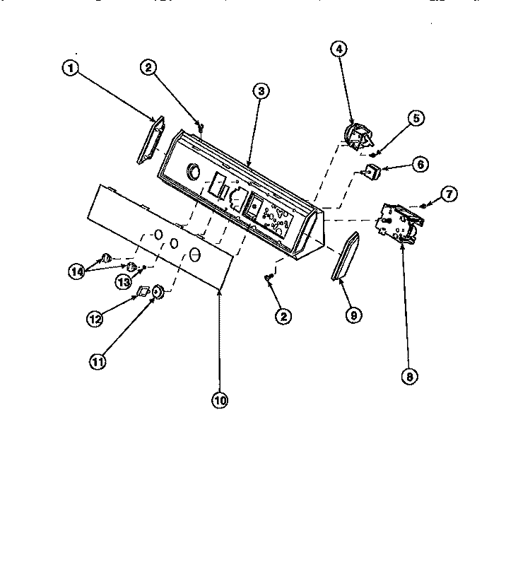 GRAPHIC PANEL, CONTROL HOOD AND CONTROLS Diagram and Parts List for AWM270W2 PAWM270W2 Amana Washer