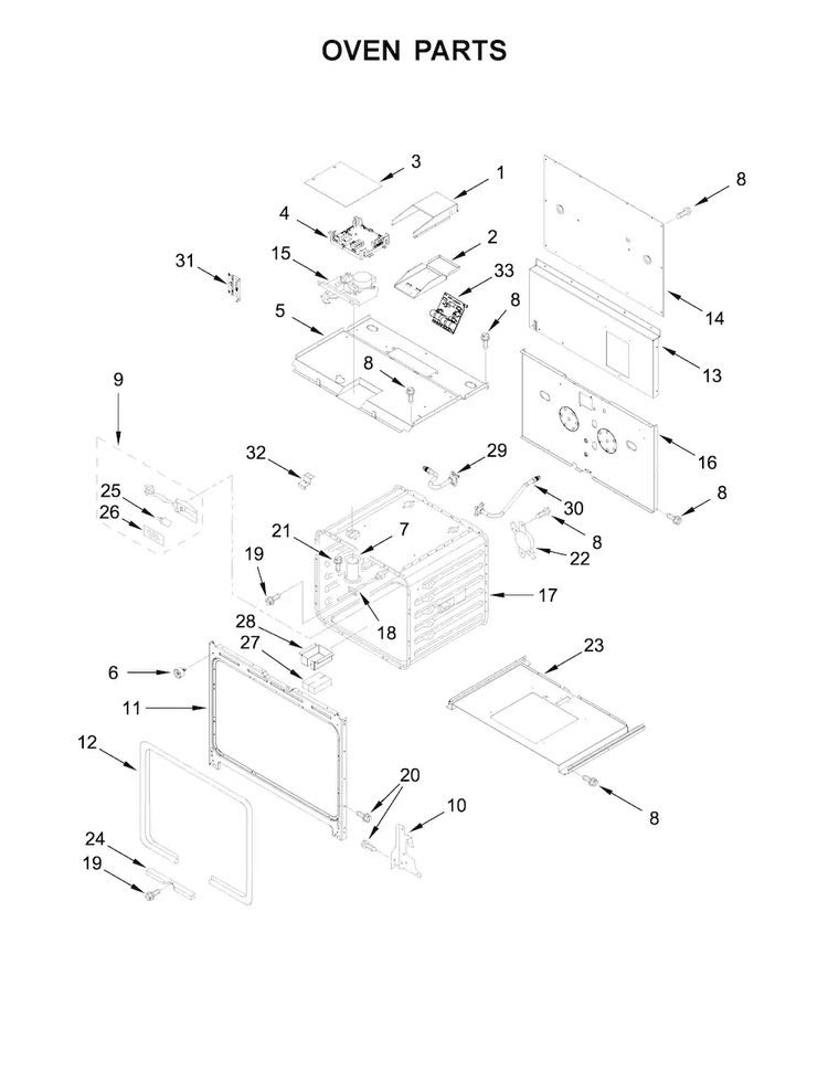 Oven Parts Diagram and Parts List for JGRP436WP02  Jenn-Air Range