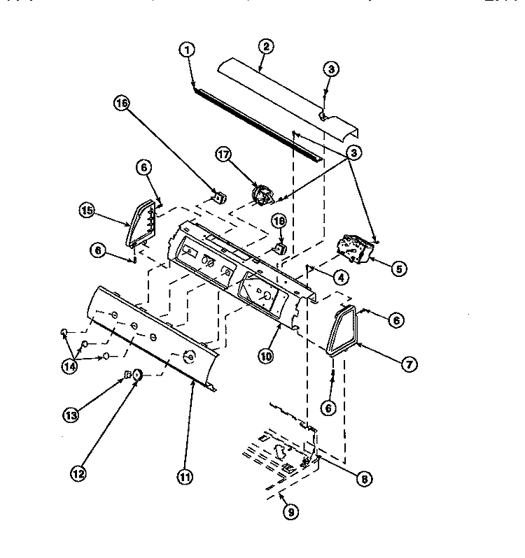 GRAPHIC PANEL, CTRL MTG PLATE AND CTRLS Diagram and Parts List for LW6123LM PLW6123LM B Amana Washer