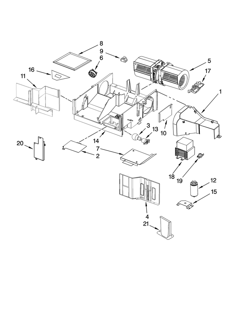 Air Flow Parts Diagram and Parts List for AMV2174VAS0  Amana Microwave
