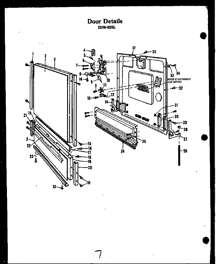 DOOR DETAILS Diagram and Parts List for ZDW-855L  Amana Dishwasher