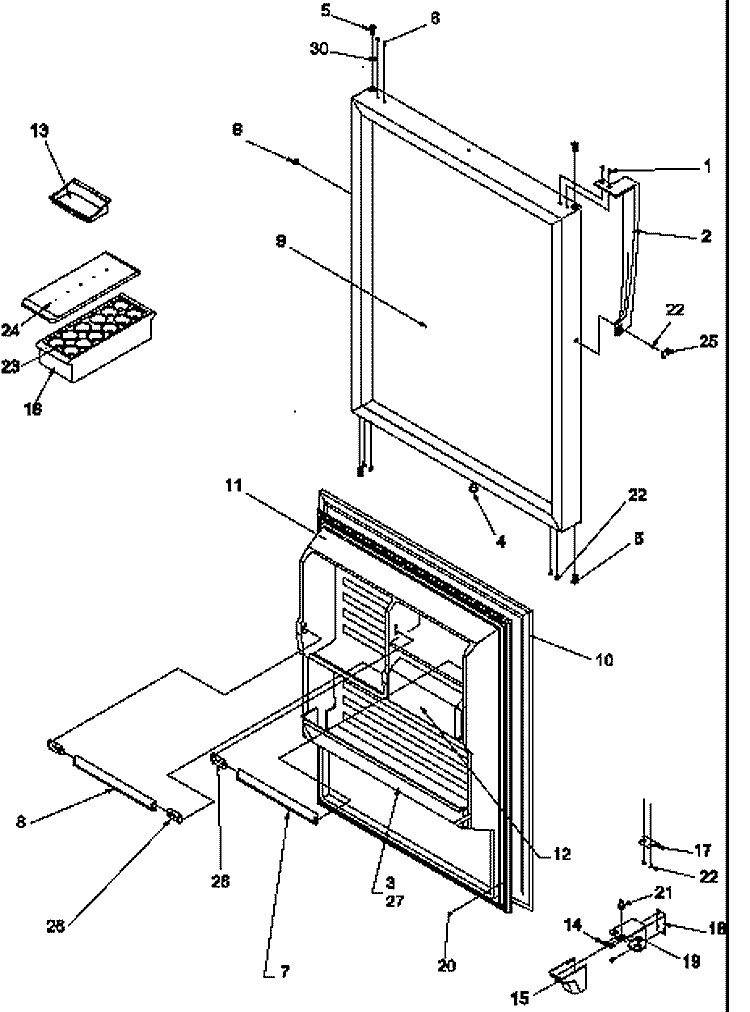 REF DOOR Diagram and Parts List for GTG18B2L P1192802W L Amana Refrigerator