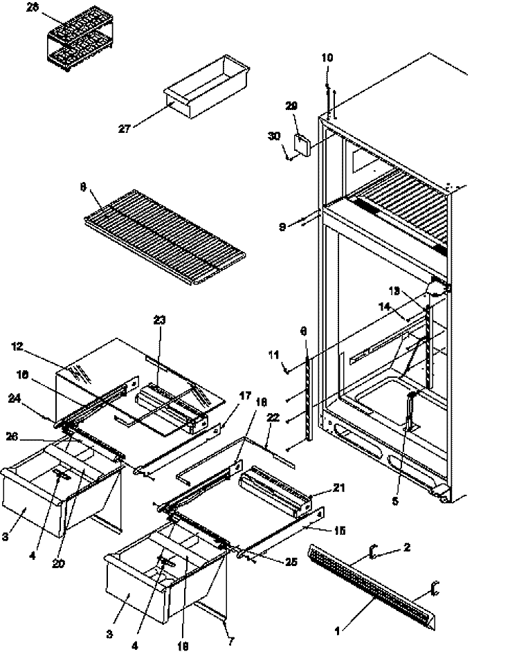 CABINET SHELVING Diagram and Parts List for TYI18S4L P1195404W L Amana Refrigerator