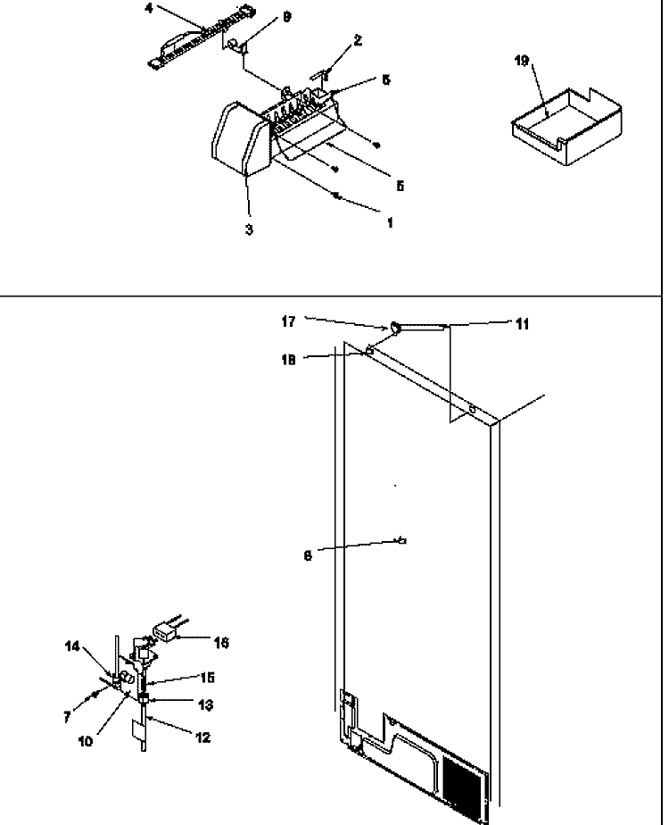 FACTORY INSTALLED ICE MAKER Diagram and Parts List for TYI18S4L P1195404W L Amana Refrigerator