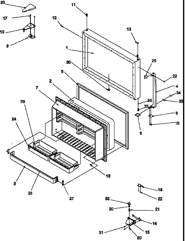 FZ DOOR Diagram and Parts List for TR25S5E P1196402W E Amana Refrigerator