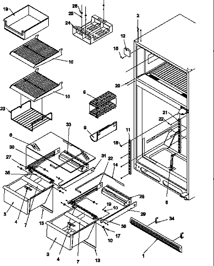 CABINET SHELVING Diagram and Parts List for TR25S5E P1196402W E Amana Refrigerator