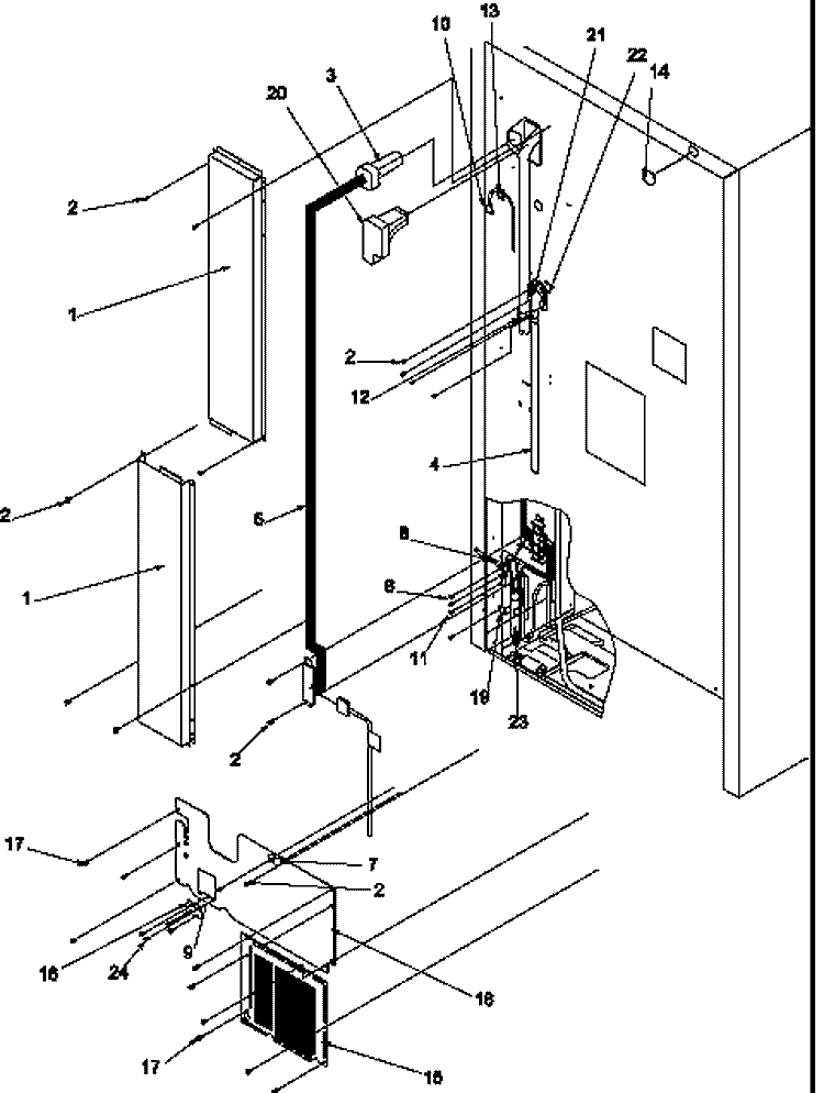 CABINET BACK Diagram and Parts List for TR25S5E P1196402W E Amana Refrigerator
